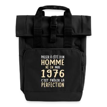 50th Anniversary - Born in May 1976 - Roll Top Backpack with Two Handles - black - Front