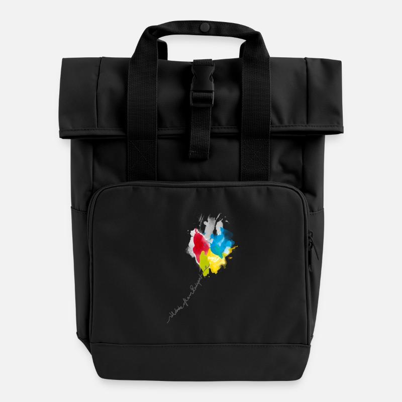 Farbkaskade Kaleidoskop - Rolltop Rucksack mit zwei Griffen - Schwarz