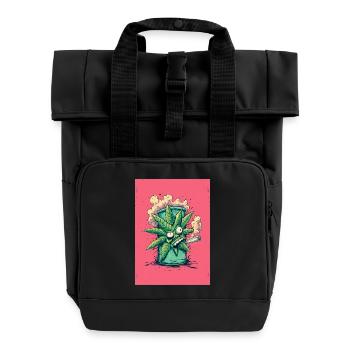 Grünes Blatt im Bong-Charme - Rolltop Rucksack mit zwei Griffen - Schwarz - Vorne