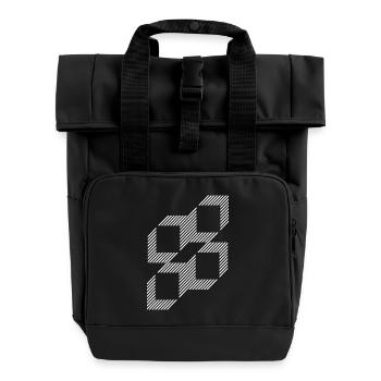 Geometrische Streifenquadrate Raster - Rolltop Rucksack mit zwei Griffen - Schwarz - Vorne