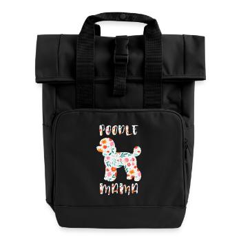 Pudel Mama mit Blumenmotiv - Rolltop Rucksack mit zwei Griffen - Schwarz - Vorne