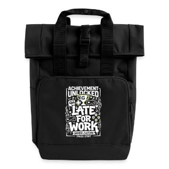 Achievement Unlocked Gamer Life - Rolltop Rucksack mit zwei Griffen - Schwarz - Vorne