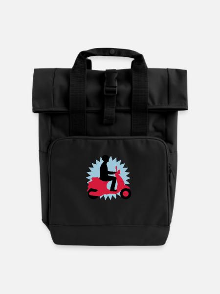 vespa_3c - Rolltop Rucksack mit zwei Griffen - Schwarz