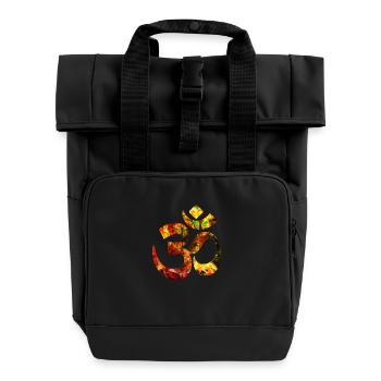 om - Roll Top Backpack with Two Handles - black - Front