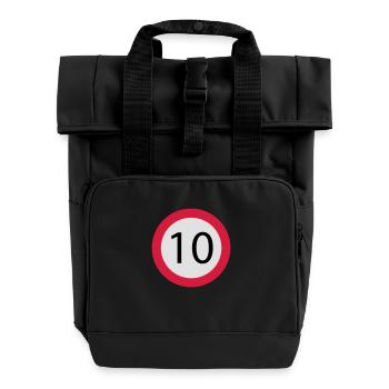 10 - Roll Top Backpack with Two Handles - black - Front