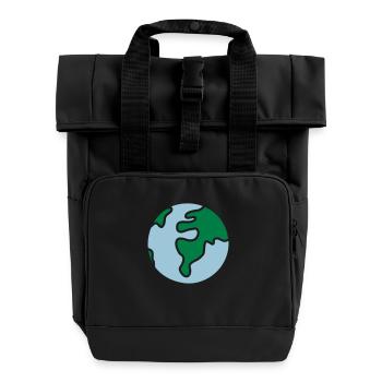 Globus - Welt - Rolltop Rucksack mit zwei Griffen - Schwarz - Vorne
