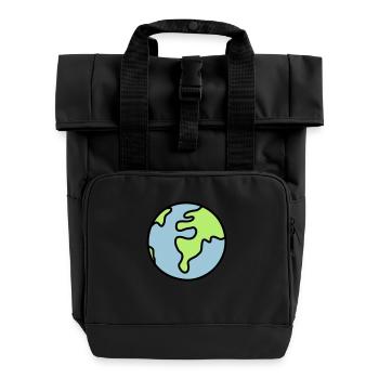Globus - Welt - Rolltop Rucksack mit zwei Griffen - Schwarz - Vorne