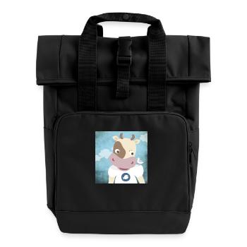 Poster cow nursery ahoy moin - Roll Top Backpack with Two Handles - black - Front