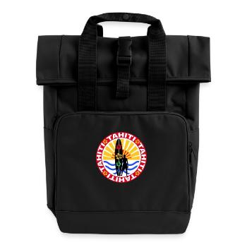 tahiti surfing design - Sac à dos Roll Top à deux anses - noir - Devant