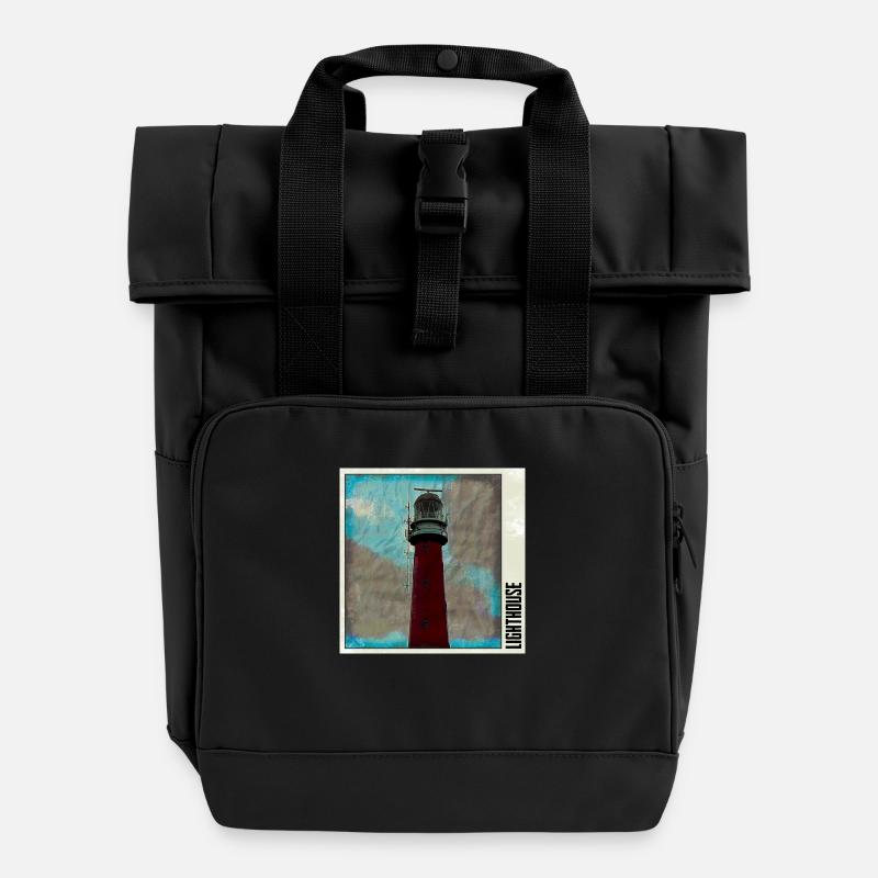 Leuchtturm22 - Rolltop Rucksack mit zwei Griffen - Schwarz