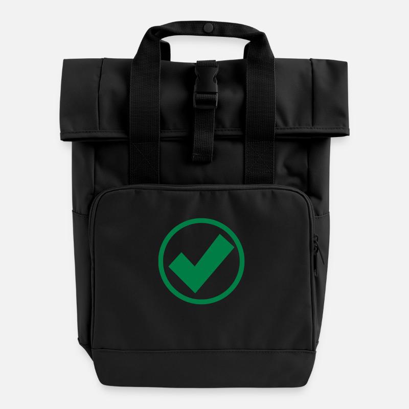 check mark - Roll Top Backpack with Two Handles - black