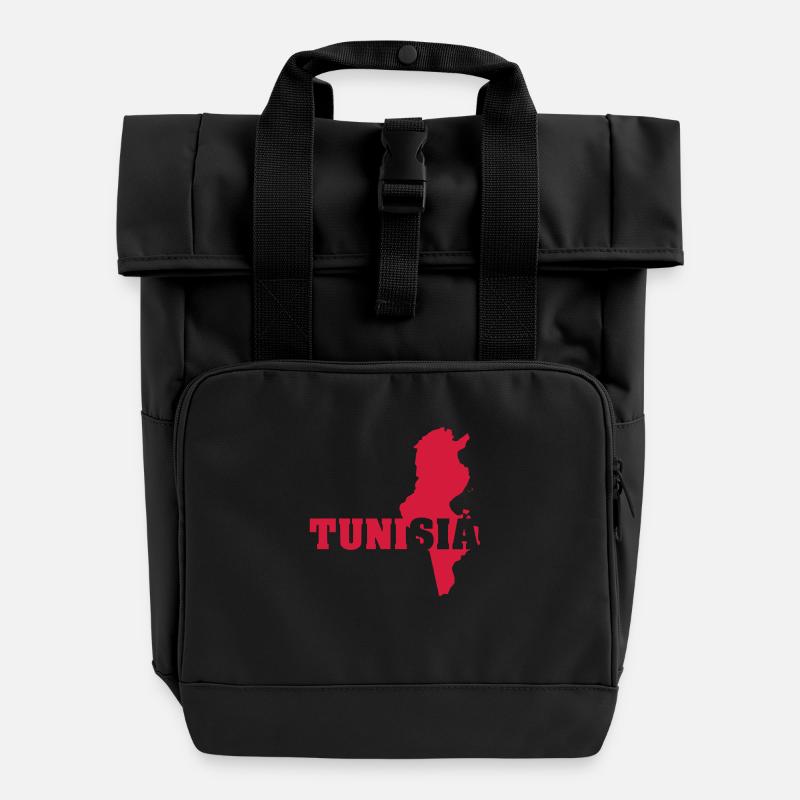 Tunisie (ID: 002004) - Sac à dos Roll Top à deux anses - noir