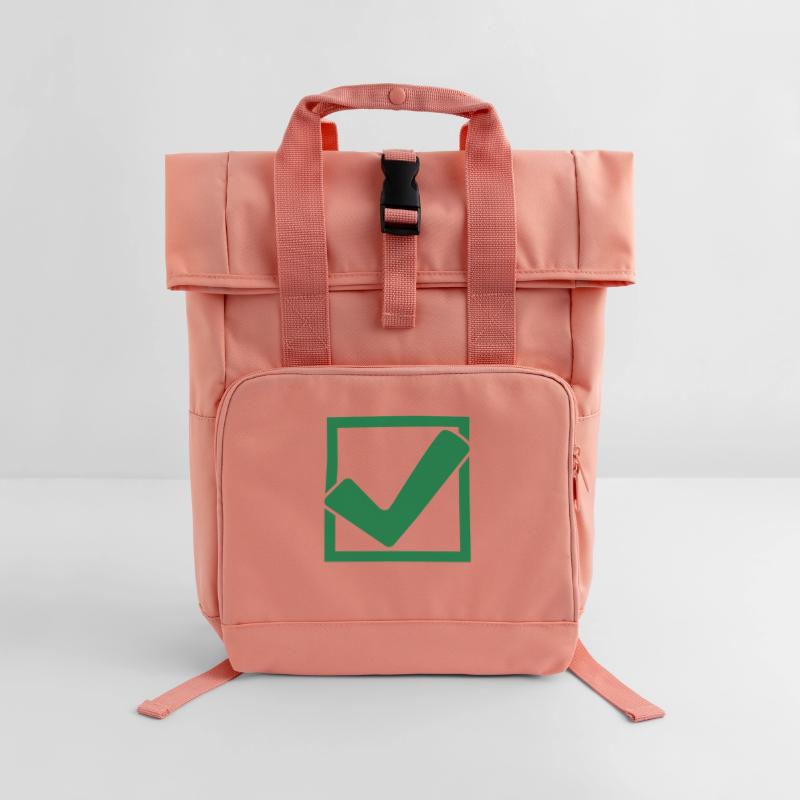 Rectangular hook logo Roll Top Backpack with Two Handles
