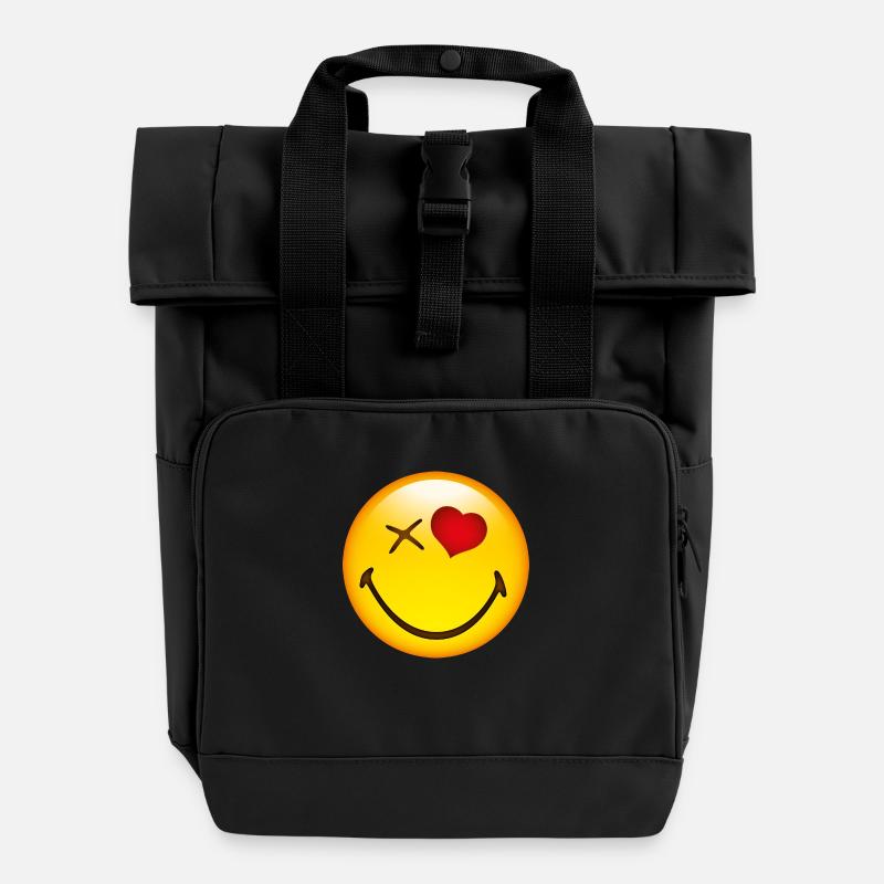 Smiley Love - Sac à dos Roll Top à deux anses - noir