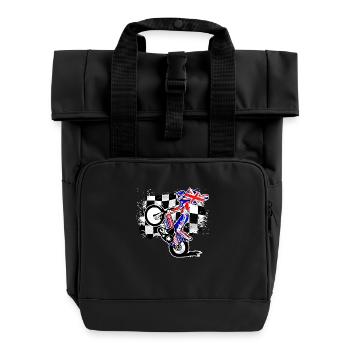 Speedway - Union Jack - UK Flag - Roll Top Backpack with Two Handles - black - Front