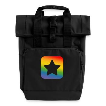 LGBT lgbtqi queer rainbow star button - Roll Top Backpack with Two Handles - black - Front