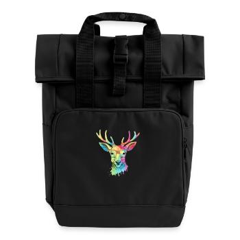 Gazou le cerf à lunettes - Sac à dos Roll Top à deux anses - noir - Devant