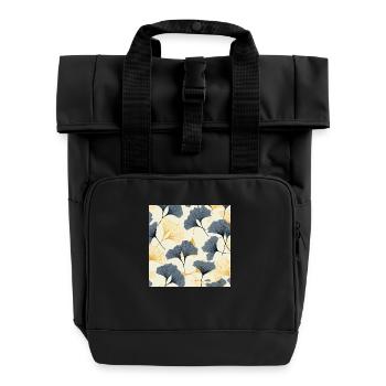 Ginkgo - Roll Top Backpack with Two Handles - black - Front
