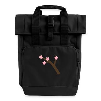 Sakura Branch - Roll Top Backpack with Two Handles - black - Front