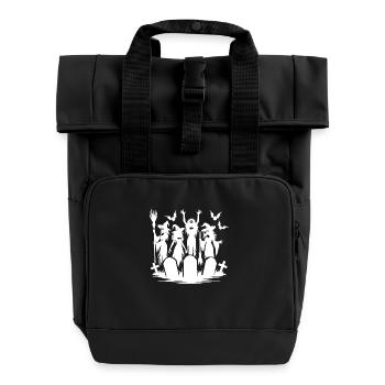 Hexen Halloween Fledermaus Friedhof Besen Party - Rolltop Rucksack mit zwei Griffen - Schwarz - Vorne