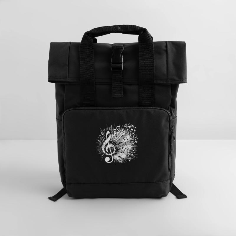 Exploding Music Clef Scale Roll Top Backpack with Two Handles