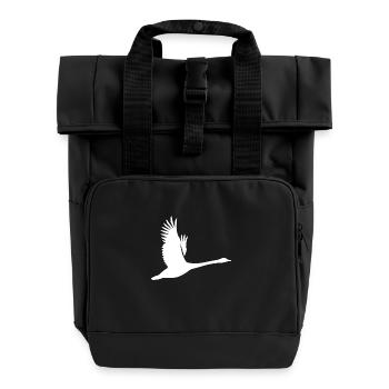 Cygne volant dans le style du tatouage - Sac à dos Roll Top à deux anses - noir - Devant
