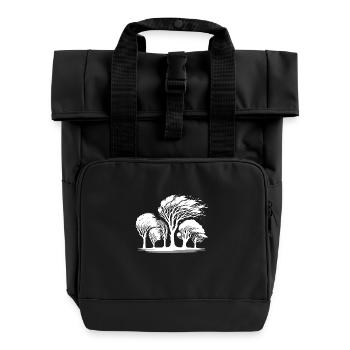 Coastal trees in a violent autumn storm - Roll Top Backpack with Two Handles - black - Front