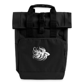 Magnificent Fighting Fish Genus Labyrinth Fish - Roll Top Backpack with Two Handles - black - Front