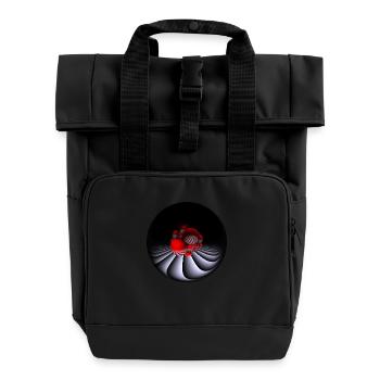 Design mit Fisheye-Kamera - Rolltop Rucksack mit zwei Griffen - Schwarz - Vorne
