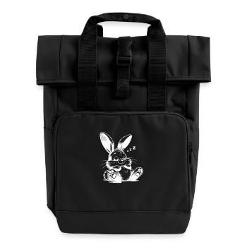 Mignon bébé lapin endormi avec de grandes oreilles - Sac à dos Roll Top à deux anses - noir - Devant