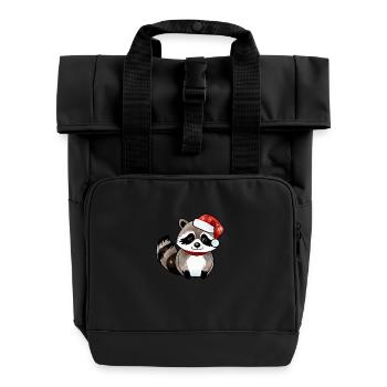 Waschbär Weihnachten Wasserfarben - Rolltop Rucksack mit zwei Griffen - Schwarz - Vorne