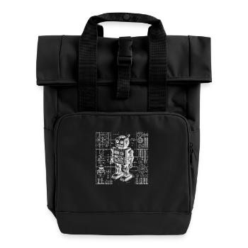 Robot - Roll Top Backpack with Two Handles - black - Front