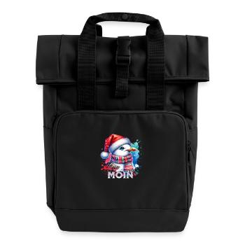 Moin Möwe Weihnachten - Rolltop Rucksack mit zwei Griffen - Schwarz - Vorne