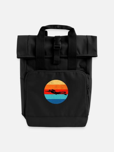 Tauchen Taucher - Rolltop Rucksack mit zwei Griffen - Schwarz