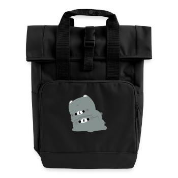 American Shorthair Couple - Roll Top Backpack with Two Handles - black - Front