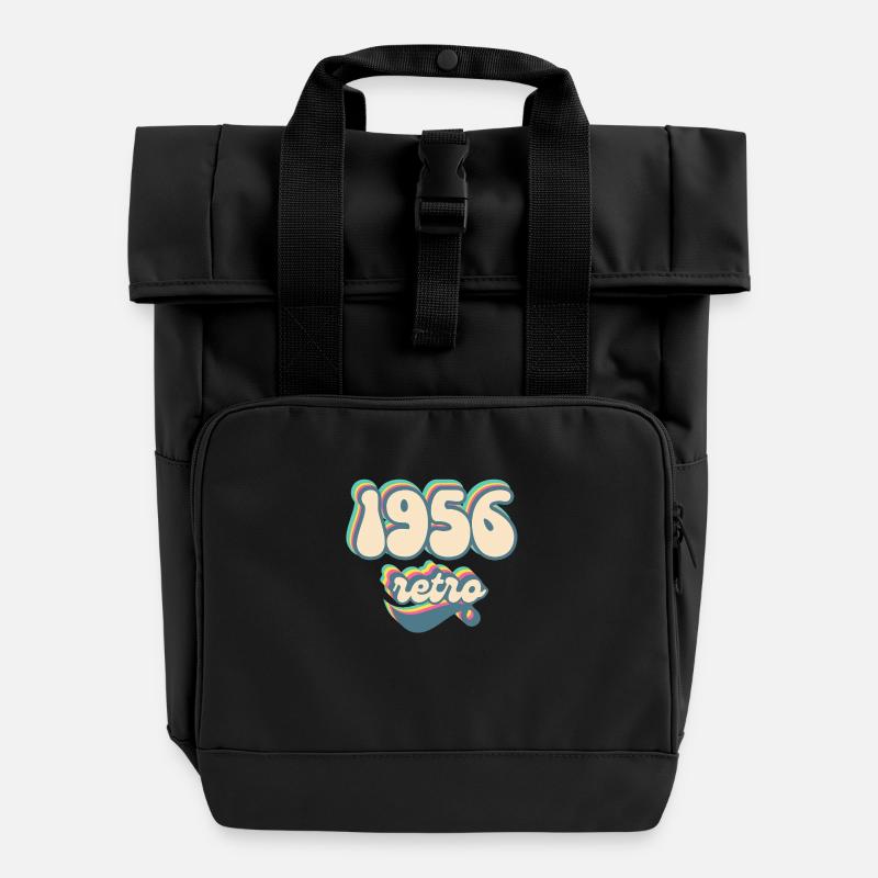 1956 retro idée cadeau - Sac à dos Roll Top à deux anses - noir