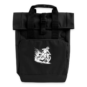 Enduro off-road rider mud and speed - Roll Top Backpack with Two Handles - black - Front
