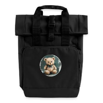 Elegant teddy bear: Cuddly nostalgia! - Roll Top Backpack with Two Handles - black - Front