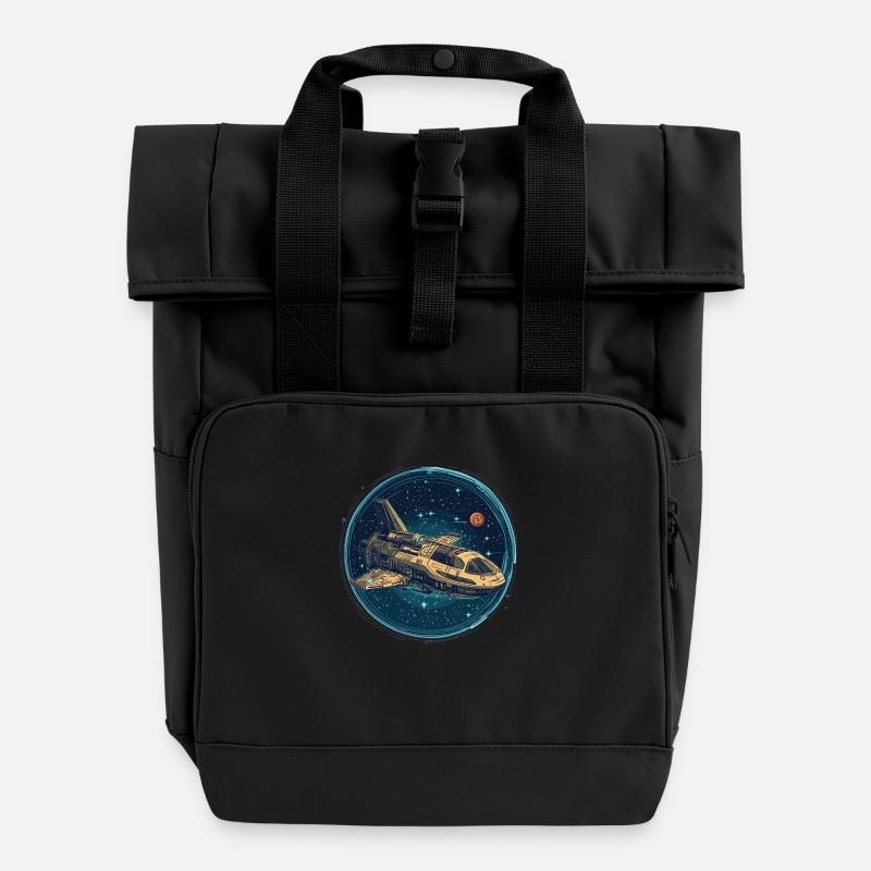 Bitcoin Shuttle: Aufbruch ins Krypto-Universum! - Rolltop Rucksack mit zwei Griffen - Schwarz
