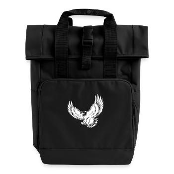 Expressive eagle with spread wings - Roll Top Backpack with Two Handles - black - Front