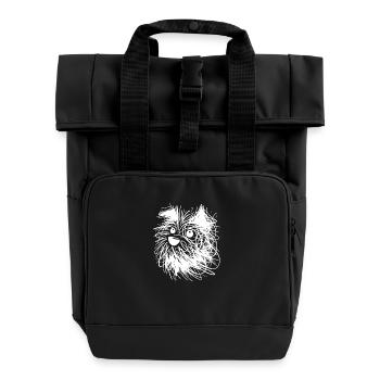 Dog portrait in chaotic lines style - Roll Top Backpack with Two Handles - black - Front