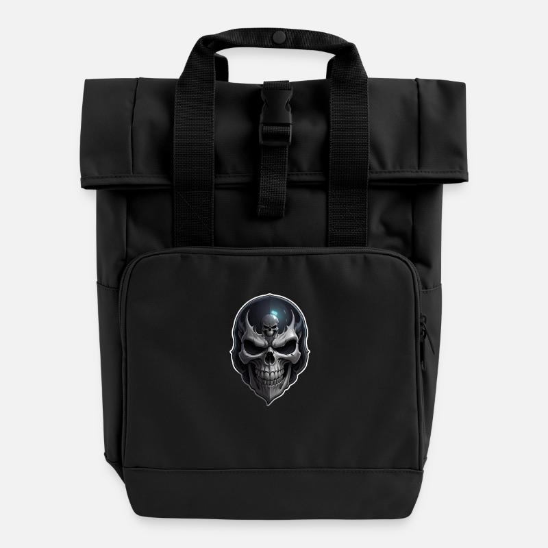 Totenkopf Skull - Roll Top Backpack with Two Handles - black