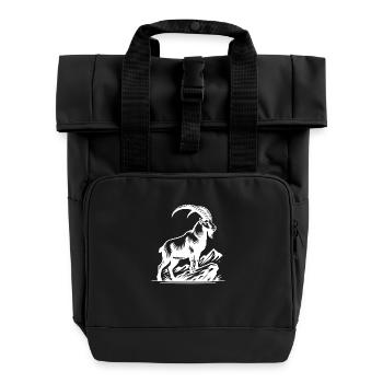 Steinbock mit gewaltigen Hörnern - Rolltop Rucksack mit zwei Griffen - Schwarz - Vorne