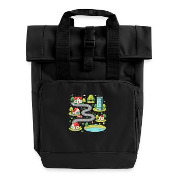 Vatertag mit Autos - Auto Spielmatte - Rolltop Rucksack mit zwei Griffen - Schwarz - Vorne
