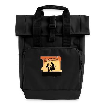 Lets drink wine and talk about cats - Roll Top Backpack with Two Handles - black - Front