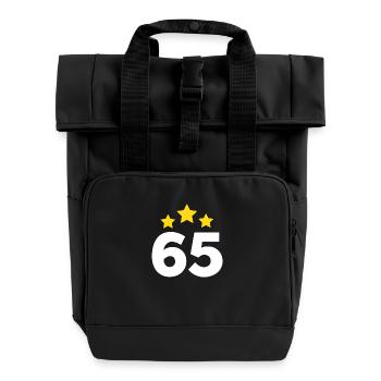 65 Years Star - 65th Anniversary Gift - Roll Top Backpack with Two Handles - black - Front