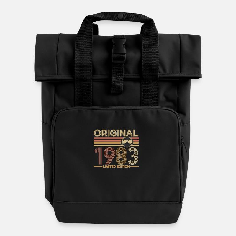 1983 - Roll Top Backpack with Two Handles - black