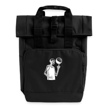 Halloween Skeleton Costume Basketball Style - Roll Top Backpack with Two Handles - black - Front