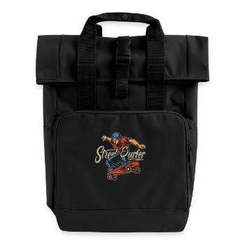Street Surfer - Roll Top Backpack with Two Handles - black - Front