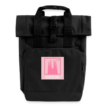 Pink Barcelona - Roll Top Backpack with Two Handles - black - Front